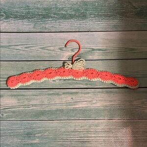 Crochet Hanger with Pink and Green Accents